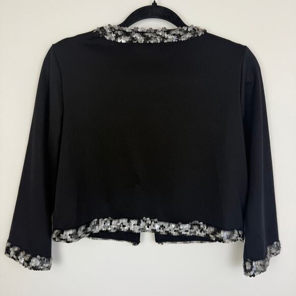 Steve Madden Womens Long Sleeve Sequin Trim Black Button Front Cardigan Medium - Picture 2 of 10